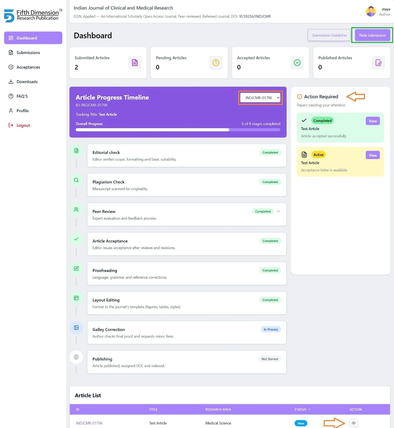 EMS Dashboard interface