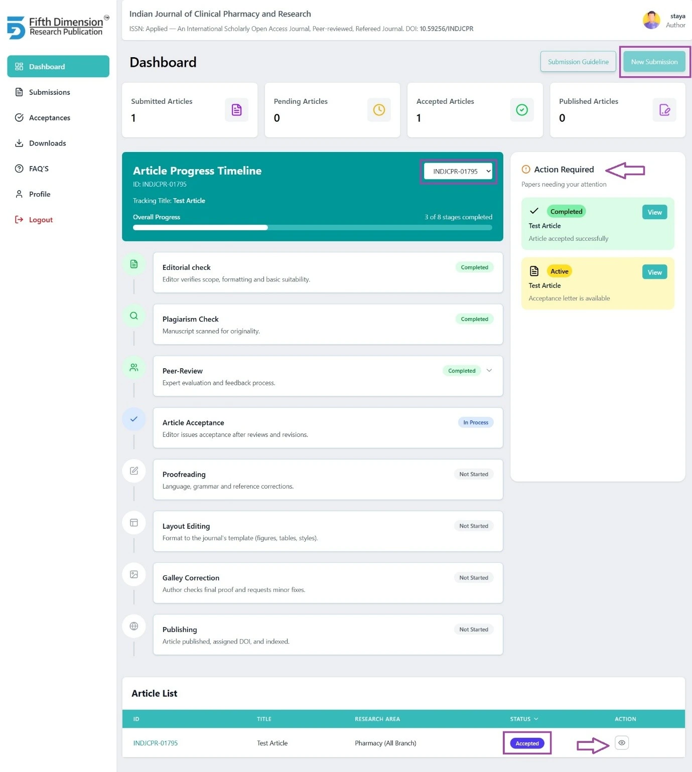 EMS Dashboard interface