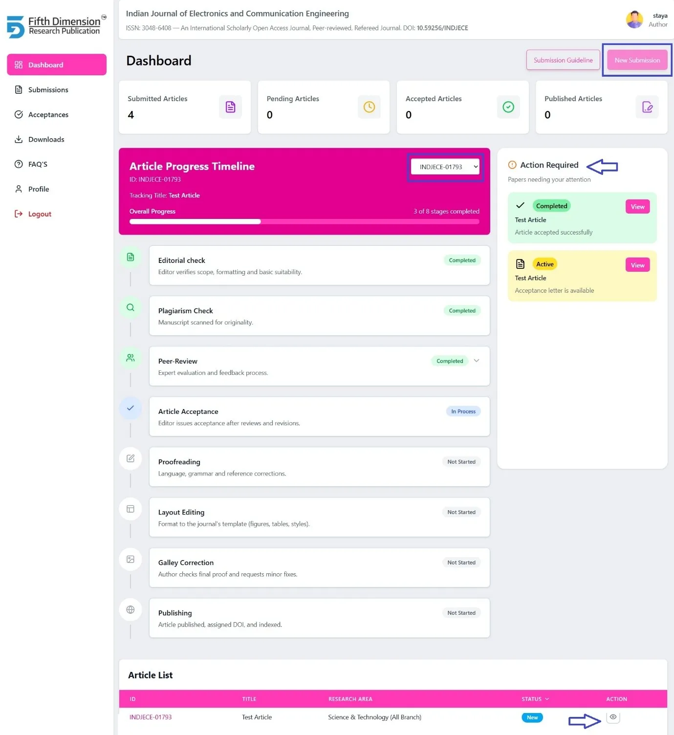 EMS Dashboard interface