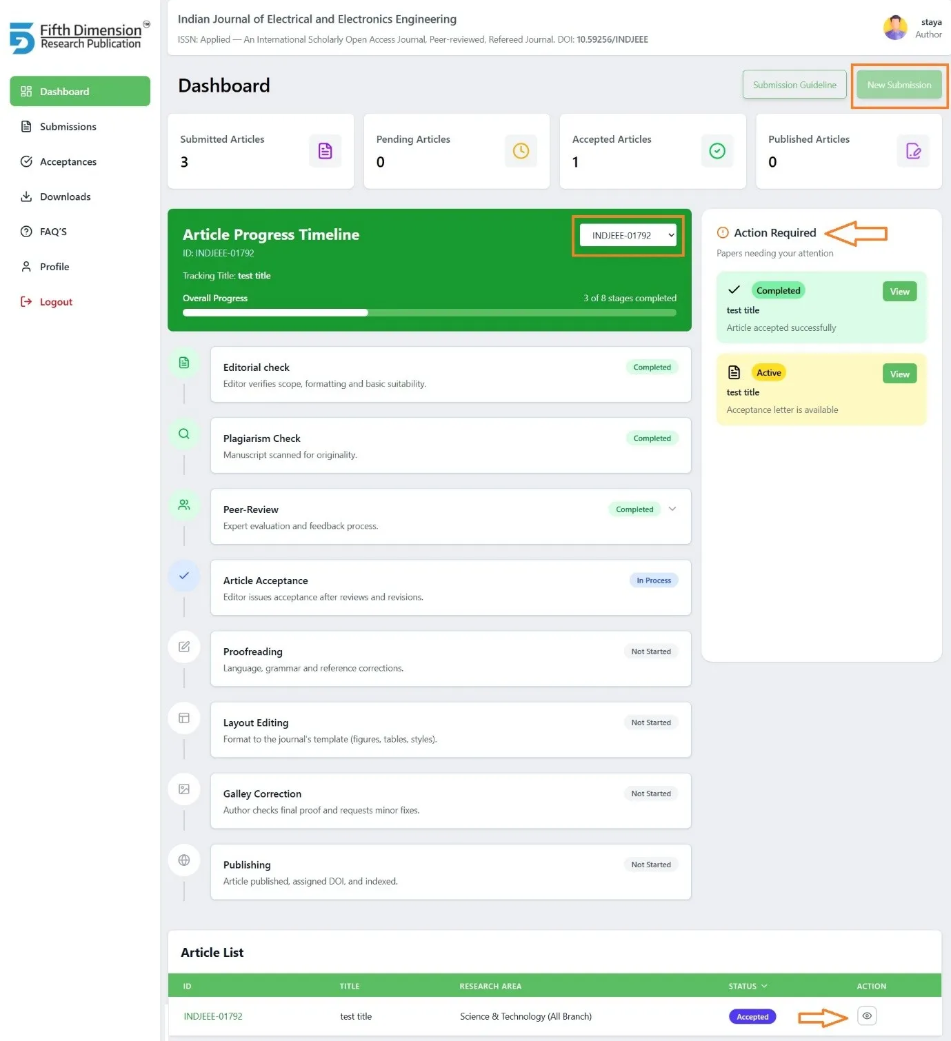 EMS Dashboard interface